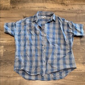 Madewell Blue & Tan Plaid Button Up Womens